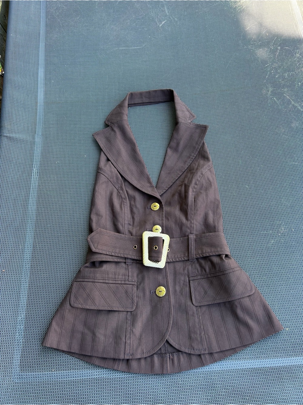 Nwt Bisou bisou Brown Halter Neck Waistcoat size xs y2k summer spring date beach